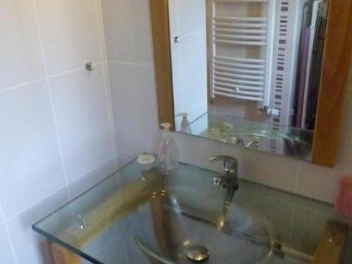 a bathroom with a sink and a mirror at Gîte indépendant à Saint-Genest avec jardin clos - FR-1-489-562 in Saint-Genest