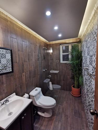 a bathroom with a toilet and a sink at la casa positos in Guanajuato