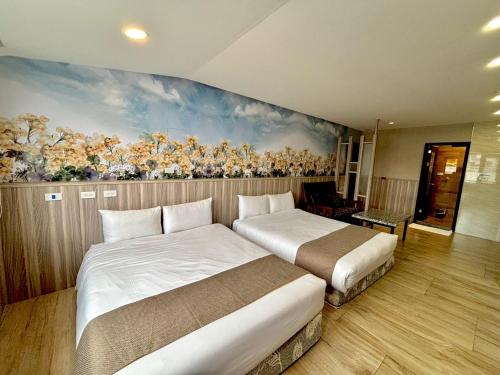 Cama o camas de una habitación en 大溪老城四季行館桃園市民宿058號