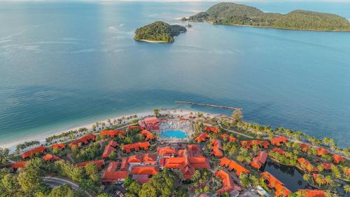 an aerial view of a resort in the water at Pelangi Beach Resort & Spa, Langkawi in Pantai Cenang