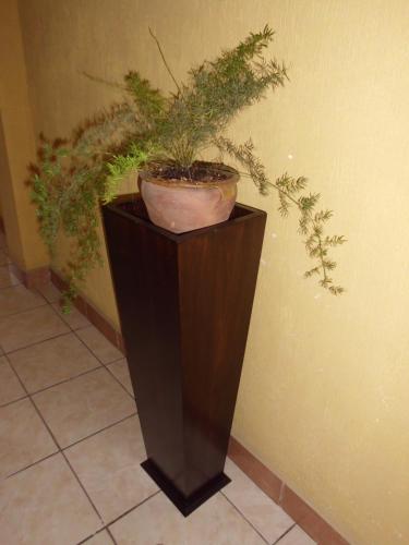 a vase with a potted plant on a wall at Crysol Center Hotel in Chimaltenango
