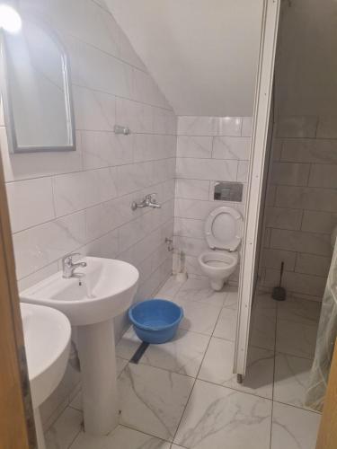 a bathroom with a sink and a toilet at Apartmani Raft in Foča