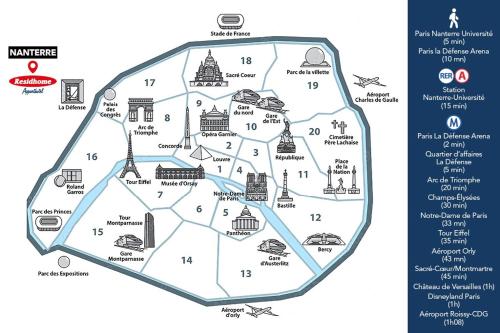 a map of the temples of jaipur at Residhome Nanterre La Défense in Nanterre