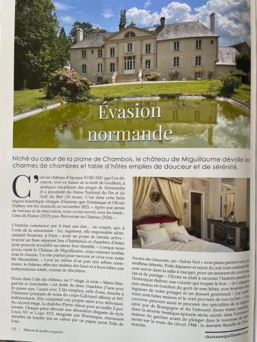 a article in a magazine about a mansion at Château de Miguillaume 