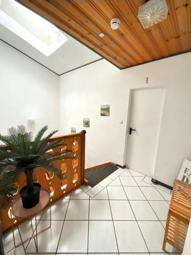 a room with a potted plant and a door at Hotel Wildrose in Neukirchen am Großvenediger