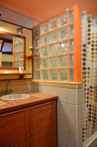 a bathroom with a sink and a shower at Casa La Erita in Valle Gran Rey