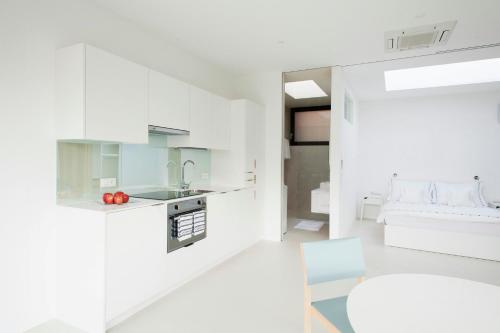 Kuchyň nebo kuchyňský kout v ubytování Designer North Side Apartment In The Dolomites