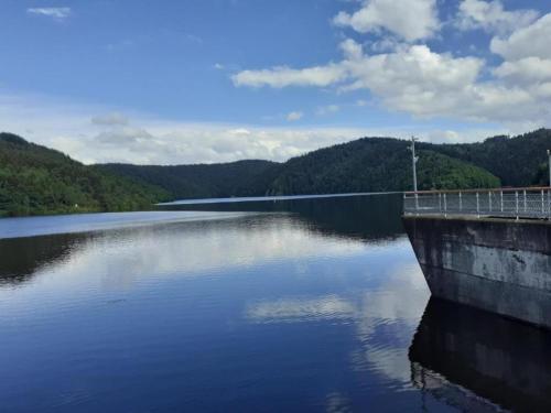 a large body of water with trees in the background at Peaceful Mountain Retreat in Neuvéglise