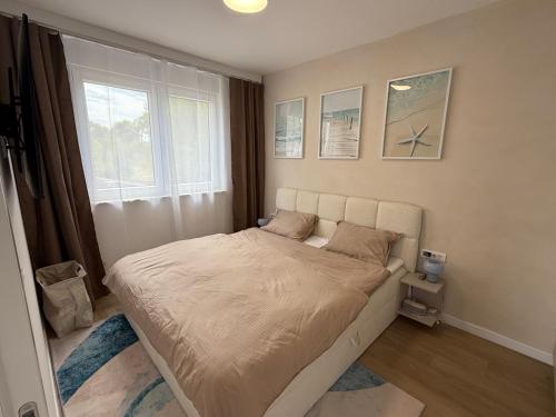 a bedroom with a bed in a room with a window at Ferula apartment Vir in Vir