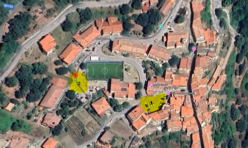 an overhead view of a city with buildings and a road at Portico Rodriguez Abatemarco in Abatemarco