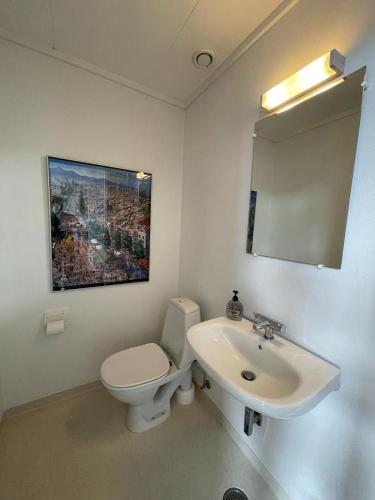 a bathroom with a white toilet and a sink at Kongensgade (ID 161) in Esbjerg