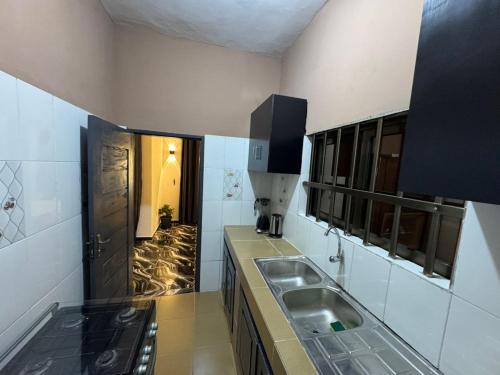 a kitchen with a sink and a counter top at Luxury Nest in Kika