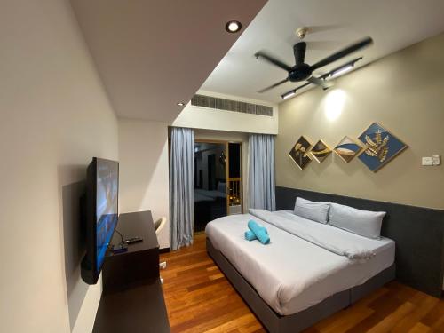 Postel nebo postele na pokoji v ubytování Sunway Resort Suite direct access to Mall & Lagoon