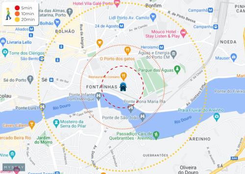 a map of paris with locations on it at PortoNest Downtown Suites in Porto