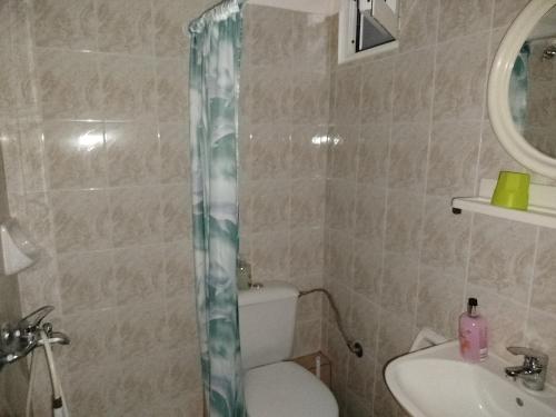 a bathroom with a toilet and a sink at Garifalia Studios in Kalamaki Heraklion