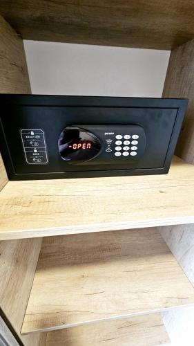 a black box sitting on top of a shelf at Hotel Adler in České Budějovice