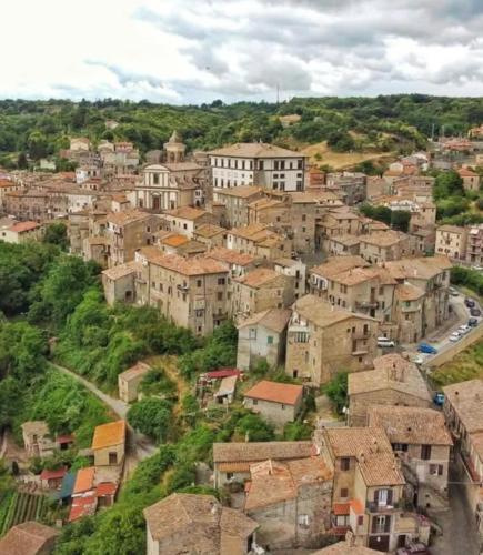 a village on a hill with houses and a road at Al Poggetto in Gradoli