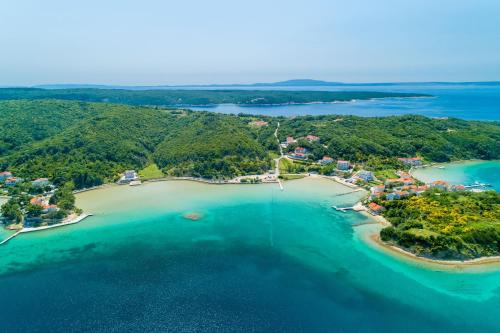 an aerial view of a island in the ocean at Apartments Barbara in Supetarska Draga