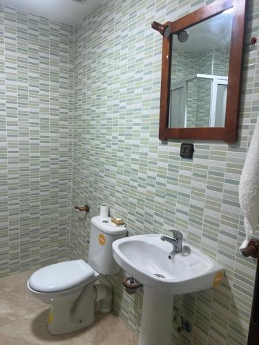a bathroom with a toilet and a sink at PARADISE APARTment #2 in Idoudouhane