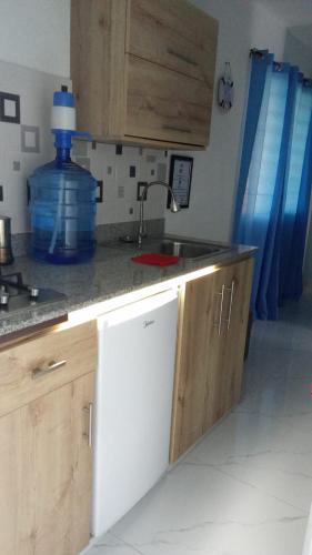 Cucina o angolo cottura di Apartamento Amueblado Caribe, Santo Domingo a 10 minutos del Aeropuerto Internacional de las Americas