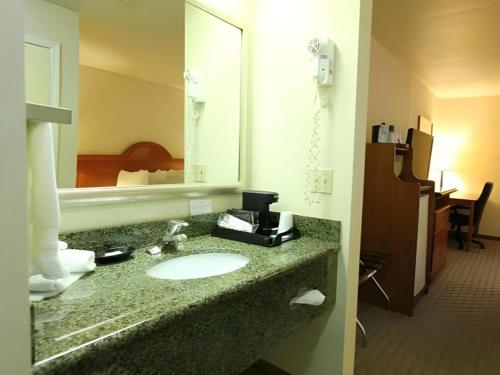 a bathroom with a sink and a mirror at Best Western Plus Twin View Inn and Suites in Redding
