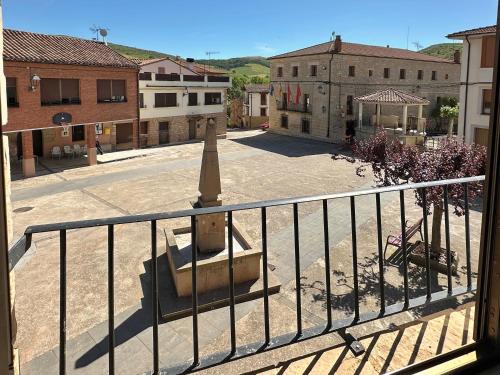 a view of a courtyard from a balcony at Casa Leuza in Espronceda