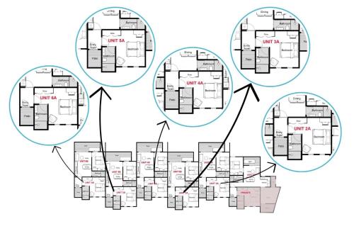 a schematic diagram of a house at Modern Queen Studio - 6 Min Walk to Beach in Callala Beach