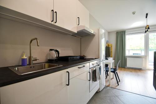 Kuchyň nebo kuchyňský kout v ubytování Studio Targówek