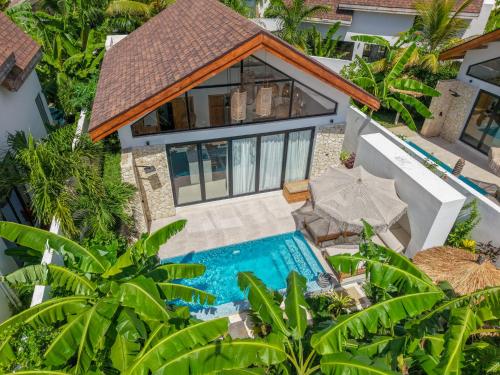 an aerial view of a villa with a swimming pool at Paje Emerald Escapes in Paje