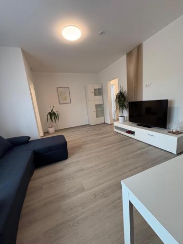 a living room with a couch and a flat screen tv at Ferienwohnung Ilana in Marl