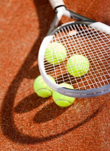 a bunch of tennis balls on a tennis racket at Hotel Natur-Landhaus Krone in Maierhöfen