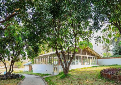 a building with a tree in front of it at Lotus Hotel & Resort in Ambernath