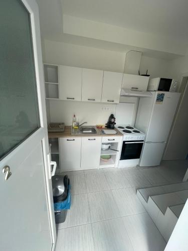 Dapur atau dapur kecil di Bem apartmanok Kecskemét