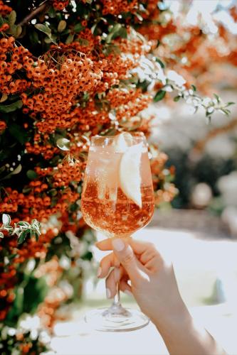 a person holding up a glass of wine at Los Pilares de Ronda Boutique & Hotel in Ronda