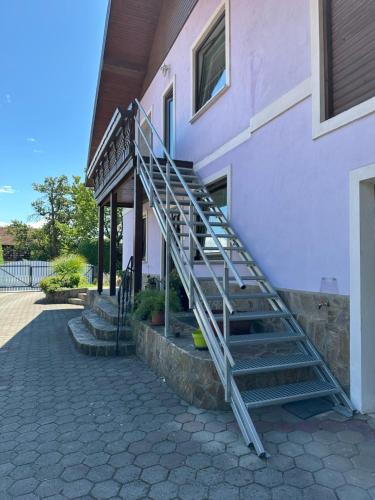 a set of stairs on the side of a building at Lila Apartment in Braslovče