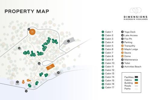 a map of a property map at Forest Edge Escape at Dimensions - Cabin Sixteen in Algonquin Highlands