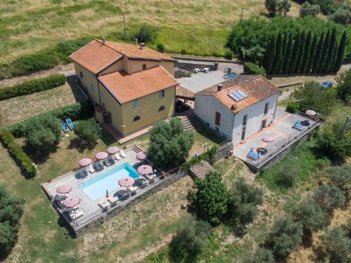 an aerial view of a house with a swimming pool at Apartment Antico Loggiato-4 by Interhome in Pontassieve