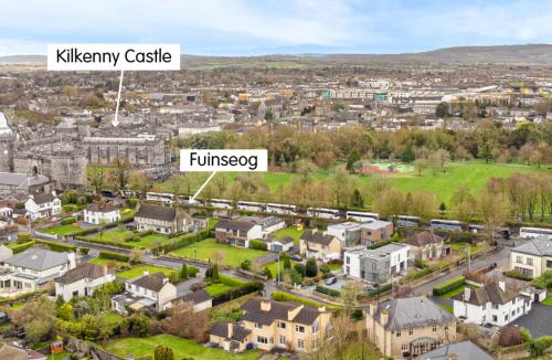 an aerial view of a town with houses at The Garden Room in Kilkenny