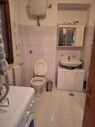 a bathroom with a toilet and a sink at B&B La Castagna in Santo Stefano