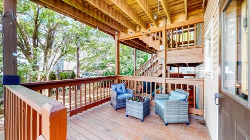 a porch of a house with two chairs at MitHarvard, Central Sq, 2 room studio w Porch in Cambridge