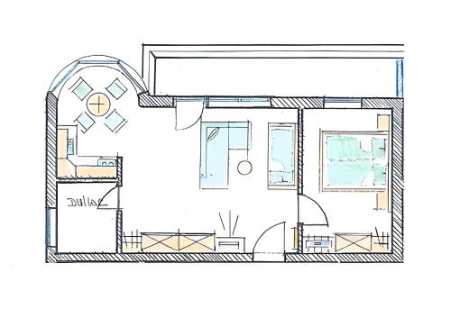 a floor plan of a small house at Alpchalet Tirol in Berwang