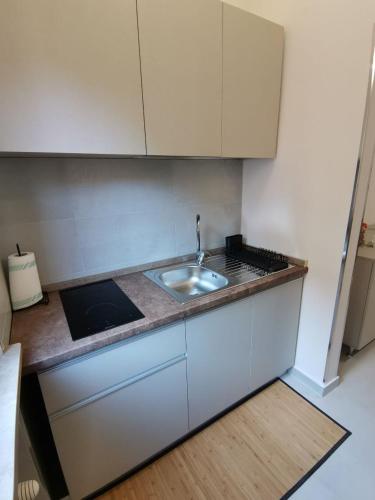a kitchen with a sink and a counter top at Angela's House in Alessandria