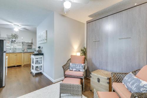 a living room with a couch and a table at 2 Mi to Dtwn Forest Grove Quiet Studio with Yard in Forest Grove