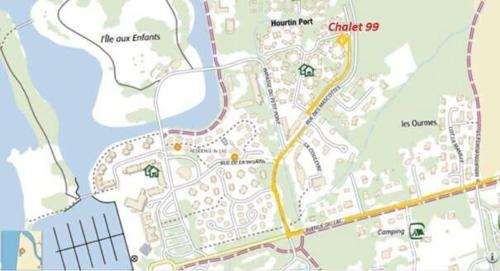 a detailed map of a resort with a map at Cozy chalet des Moussaillons N99 - proche lac in Hourtin