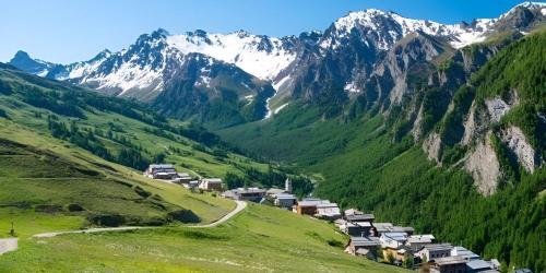 a village in a valley in the mountains at CASA-La Lobio foot of the slopes breathtaking views 4p in Saint-Véran