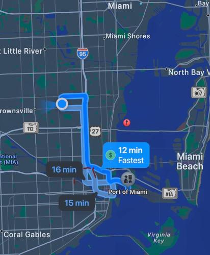 a map of the approximate location of the crash at HOT TUB and Washer & Dryer in Unit in Miami