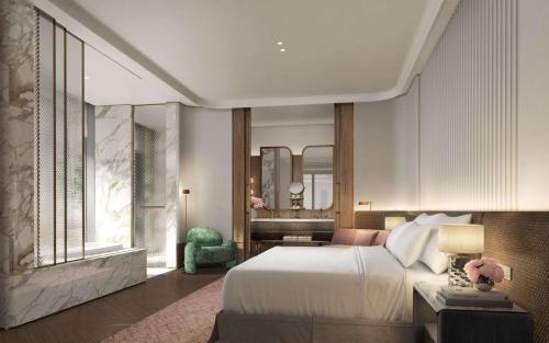 Ένα ή περισσότερα κρεβάτια σε δωμάτιο στο Waldorf Astoria Shanghai Qiantan