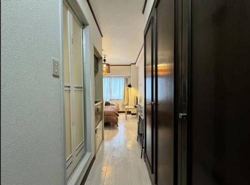 a hallway leading to a living room with a couch at 京橋プルトンビル in Osaka