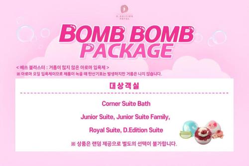 a flyer for bon bom package with a pink cloud at HOTEL D EDITION in Daejeon