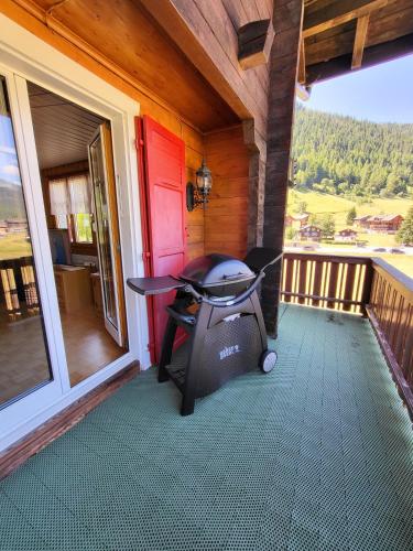 a grill on the porch of a house at Uf em Schloss in Biel